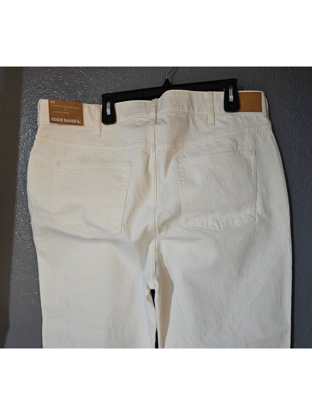 Women's Eddie Bauer Denim Jeans Pants Wide Leg Plus Size 20 White Elastic Waist - Picture 13 of 14